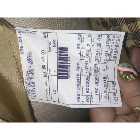 GIORGIO ARMANI Le Collezioni Houndstooth Alpaca/Wool Blend Blazer Sz US 10/EU 46 - Picture 10 of 12